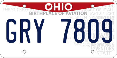 OH license plate GRY7809