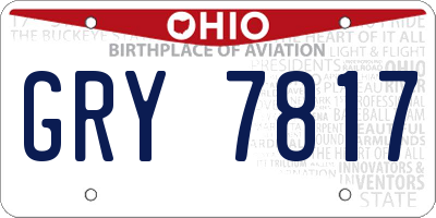 OH license plate GRY7817