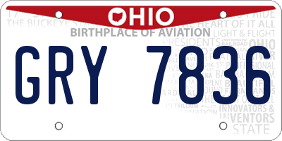 OH license plate GRY7836