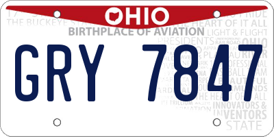 OH license plate GRY7847