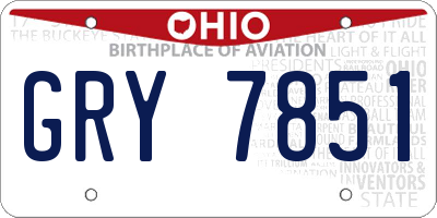 OH license plate GRY7851