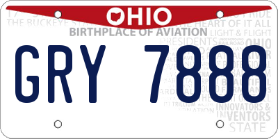 OH license plate GRY7888