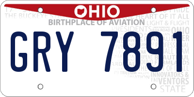 OH license plate GRY7891