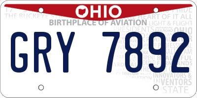OH license plate GRY7892