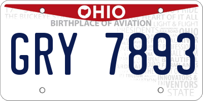 OH license plate GRY7893