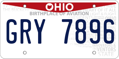OH license plate GRY7896
