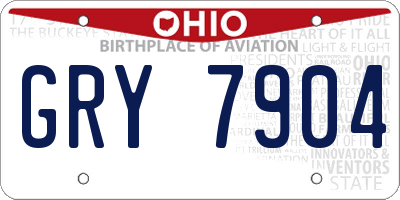OH license plate GRY7904