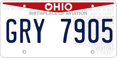 OH license plate GRY7905