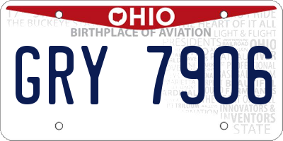 OH license plate GRY7906