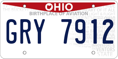 OH license plate GRY7912
