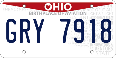OH license plate GRY7918