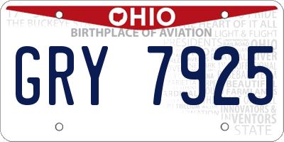 OH license plate GRY7925