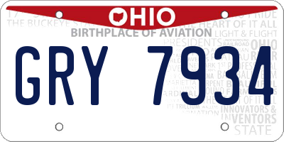 OH license plate GRY7934