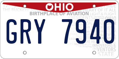 OH license plate GRY7940