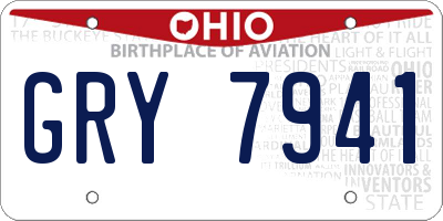 OH license plate GRY7941