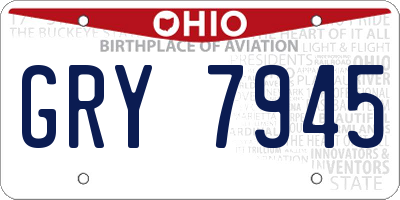 OH license plate GRY7945