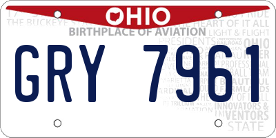 OH license plate GRY7961