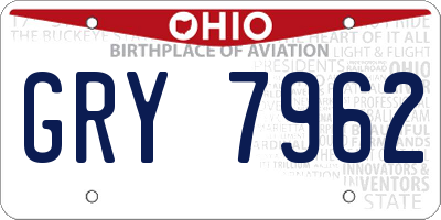 OH license plate GRY7962