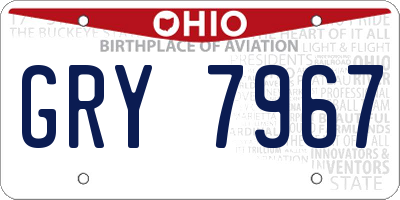 OH license plate GRY7967