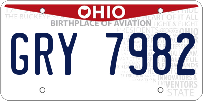 OH license plate GRY7982