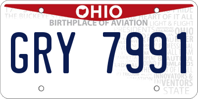 OH license plate GRY7991