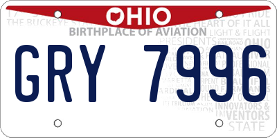 OH license plate GRY7996