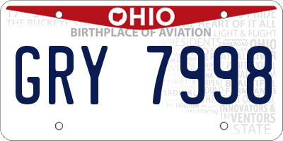 OH license plate GRY7998
