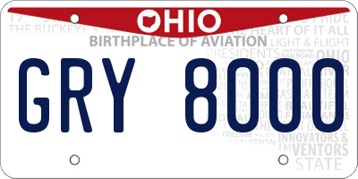 OH license plate GRY8000