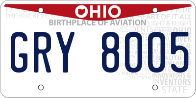 OH license plate GRY8005