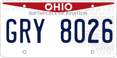 OH license plate GRY8026