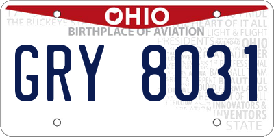 OH license plate GRY8031