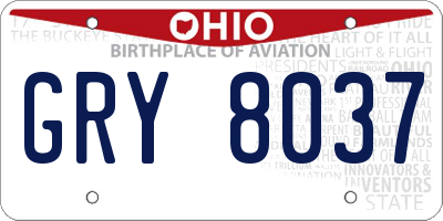 OH license plate GRY8037