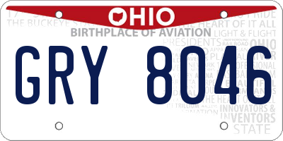 OH license plate GRY8046