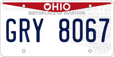 OH license plate GRY8067