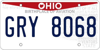 OH license plate GRY8068