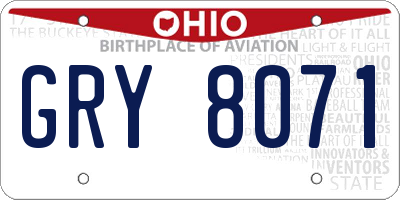 OH license plate GRY8071
