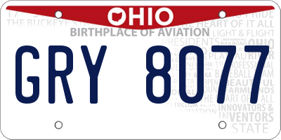 OH license plate GRY8077