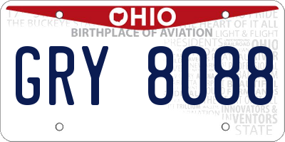 OH license plate GRY8088