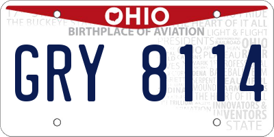 OH license plate GRY8114