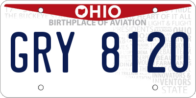 OH license plate GRY8120