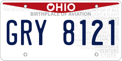 OH license plate GRY8121