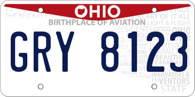 OH license plate GRY8123