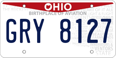 OH license plate GRY8127