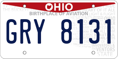 OH license plate GRY8131