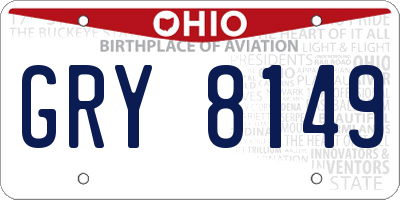OH license plate GRY8149