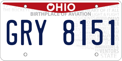 OH license plate GRY8151