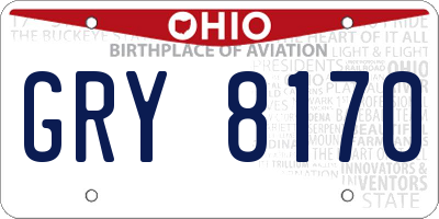 OH license plate GRY8170