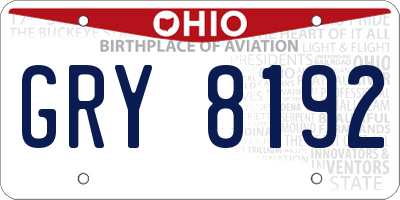 OH license plate GRY8192