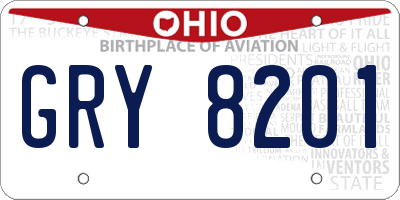 OH license plate GRY8201