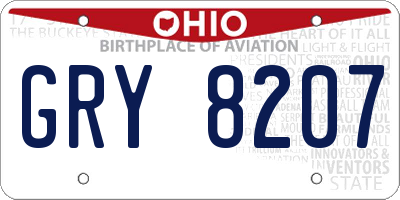 OH license plate GRY8207